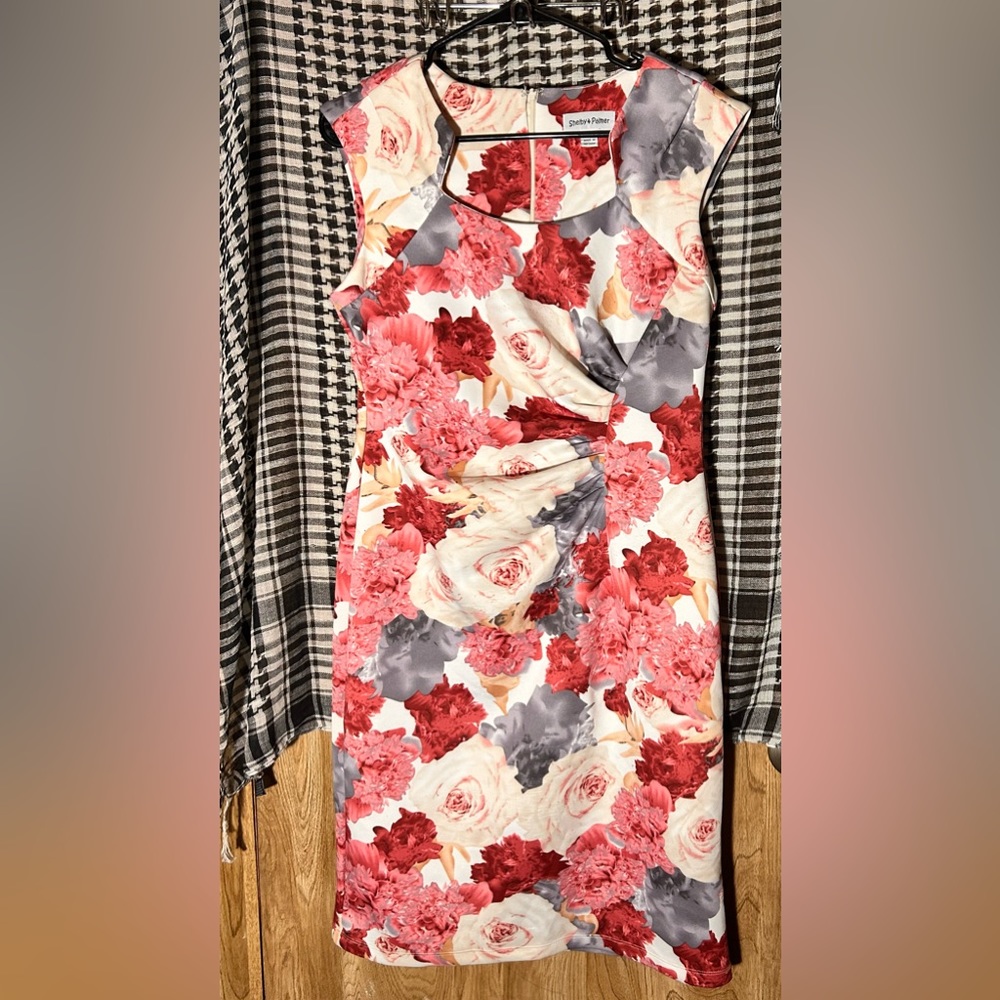 Shelby and Palmer Pastel Roses Floral BodyCon Dress Women’s Size 10